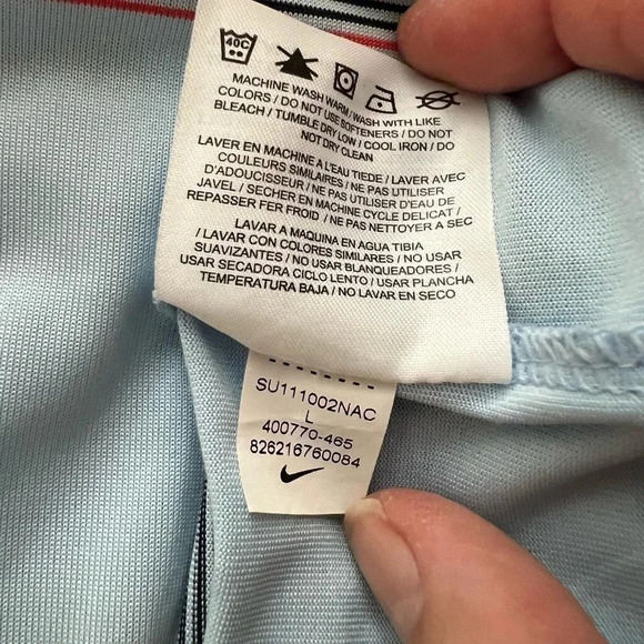 Nike Golf Dri-Fit Men's Blue Striped Short Sleeve Polo Golf Shirt Size Large - Picture 6 of 6